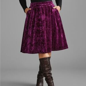 BloomChic Velvet A-Line Skirt in Deep Purple